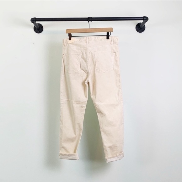 NWT Anthropologir Pilcro Corduroy High Rise Slim Boyfriend Pants in Cream - Picture 8 of 9